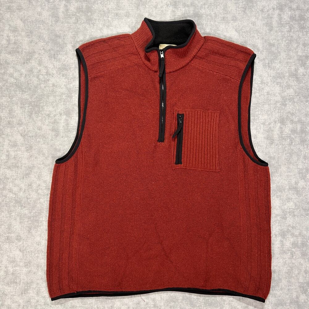 Vintage The Territory Ahead Lambswool sweater vest 1/4 zip mens XL Maroon